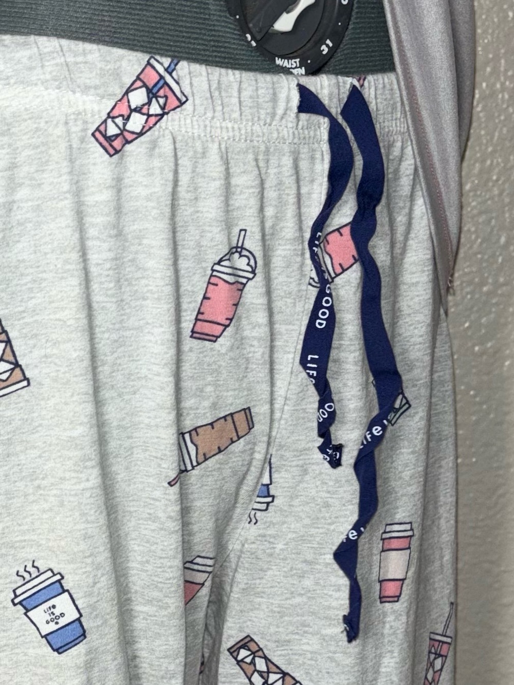 Life Is Good Pajama Set White Daisy Tank, Light Gray Lounge Pants women's medium - Picture 8 of 16